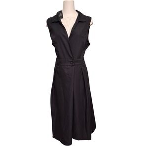 Zanzea Black Sleeveless Collared Midi Dress